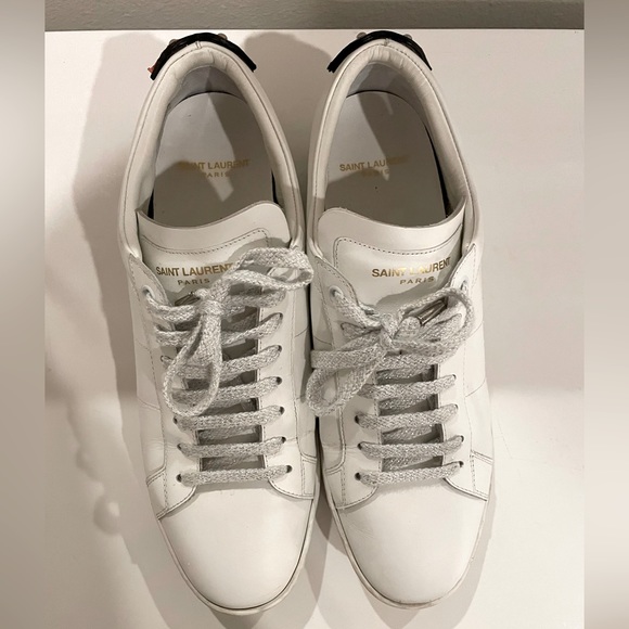 🇫🇷 Saint Laurent White Signature Court Classic Lips Sneakers - Picture 4 of 13